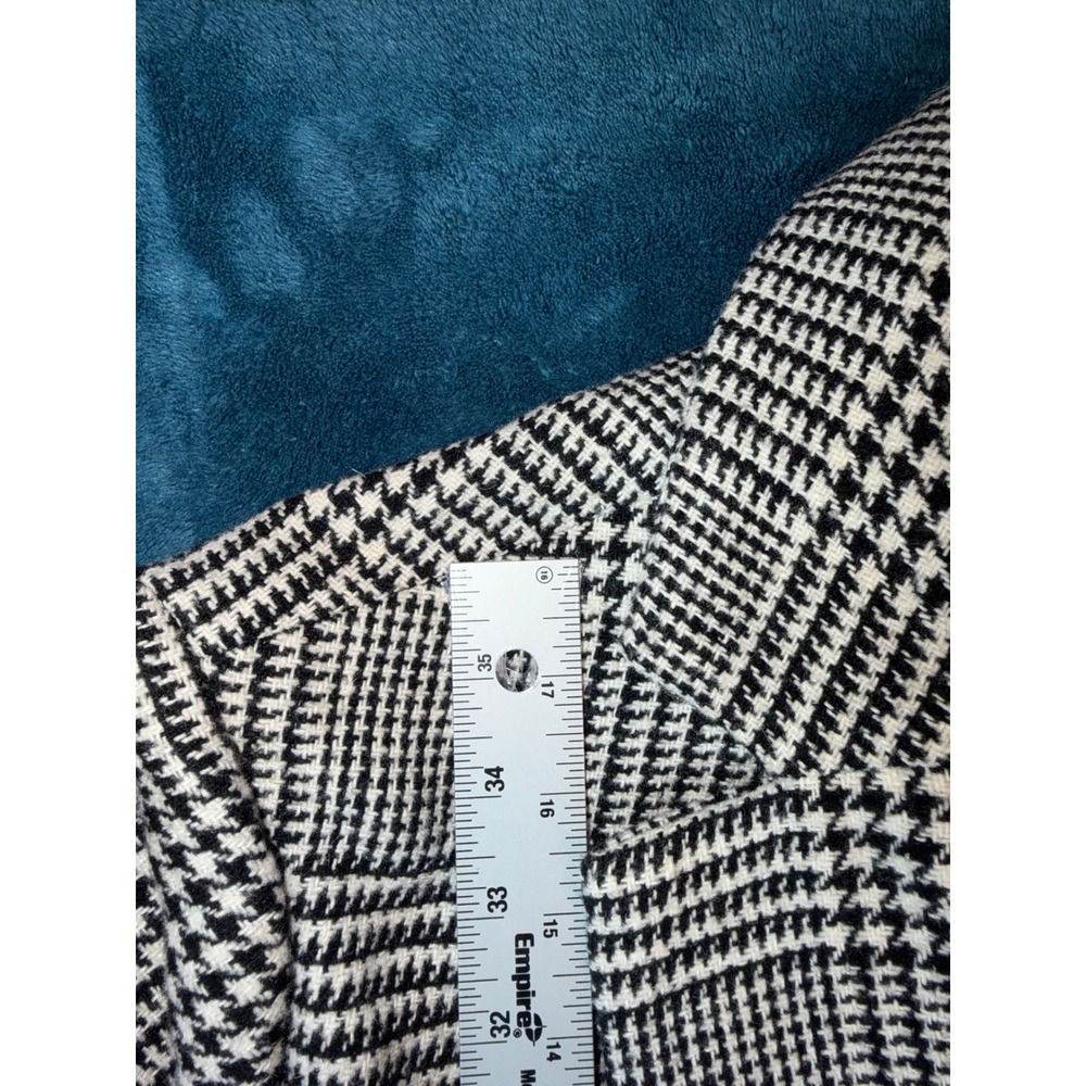 Forever 21 Men Houndstooth Overcoat Black White Glen Plaid Longline Jacket Med - Picture 3 of 5